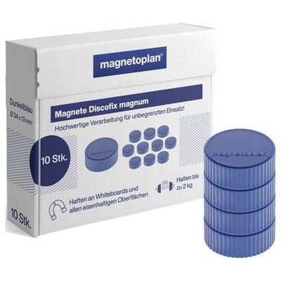magnetoplan Magnet Discofix Magnum (Ø x H) 34 mm x 13 mm rund Dunkelblau 10 S...
