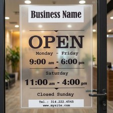 Custom Business Hours Sign Static Cling Window Decal Personalized Store Door