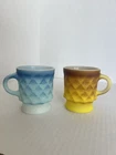 Fire King Kimberly Diamond Mugs – Set of 2 Vintage Anchor Hocking Coffee Cups