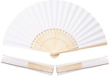 50 white paper fans, bamboo folding, hand-held paper folding design