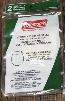 #ad #ad BRAND NEW 2 COLEMAN LANTERN MANTLES #21 STRING TIE 1 PACK OF 2 amp; FREE DECAL $3.49