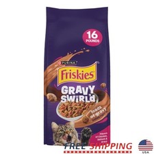 Purina Gravy Swirlers Dry Cat Food Chicken Salmon Kibble Immune Support 16lb New 1.58 per pound