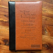 Christian Art Gifts Black Brown Leather bound Journal Gilded Edge Jeremiah 29:11
