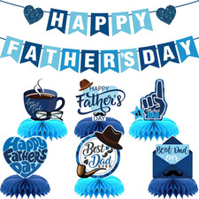 Happy Father'S Day Decorations, Father Day Banner  6Pcs Father'S Day Table Cent
