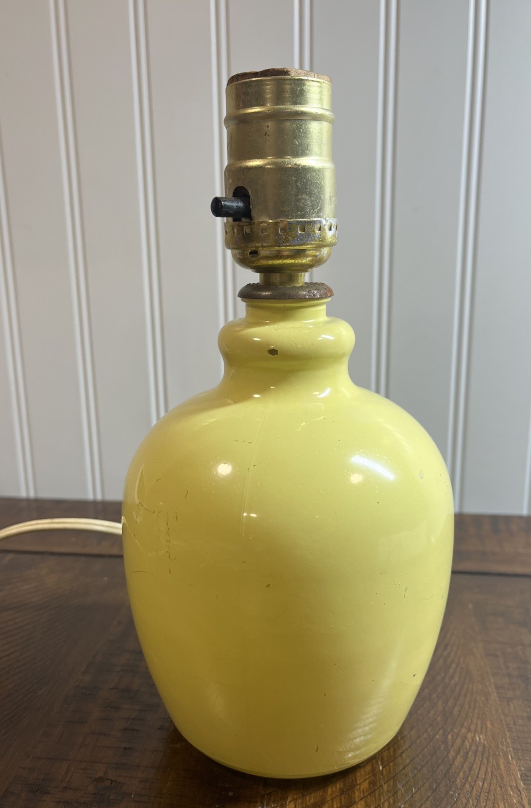 Vintage Yellow Glass Table Lamp  Condition Shown In Photo