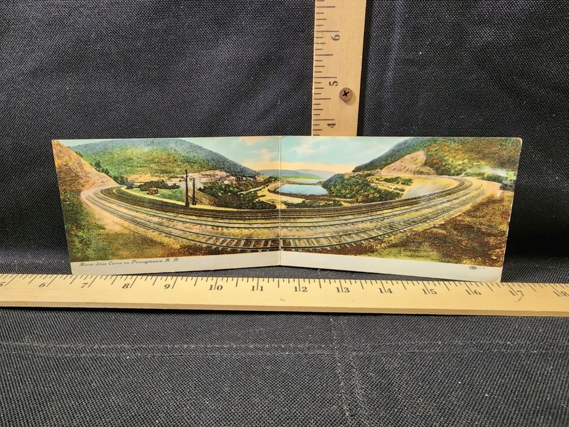 Antique Postcard Panoramic Booklet Pennsylvania Rail Road Horseshoe Curve Used