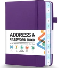 Address Book, Address and Password Keeper Book with Alphabetical Tabs, Hardcover