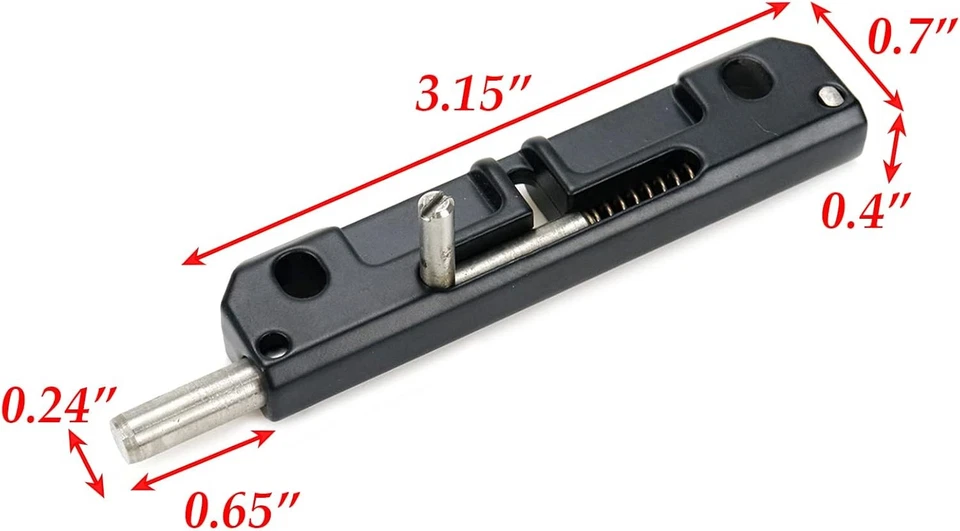 2 Pcs Spring Loaded Latch, Barrel Bolt Latch Normally Black - Image 2 of 4