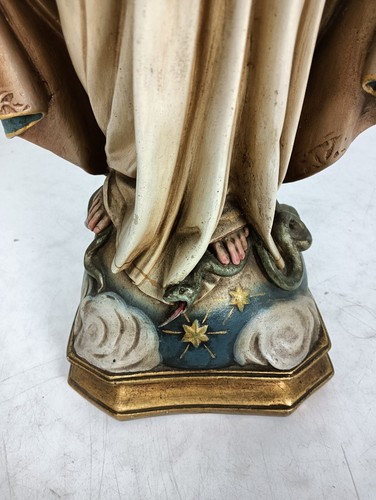 Large polychrome statue Art deco antique Madonna Virgin Mary Open arms threading - Picture 7 of 12