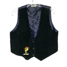 Vintage Looney Tunes Vest Leather Suede Tweety Bird Cowboy Button Tie Womens M L