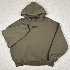 Fear Of God Essentials Boxy Fit Hoodie Men s Size L Olive Streetwear Pockets