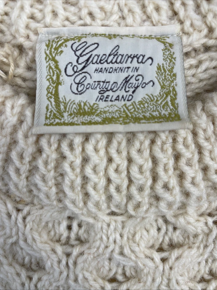Suéter Tejido Pescador Grueso Cable Lana Gaeltarra De Colección Talla 42 Irlanda Foto 3 de 4