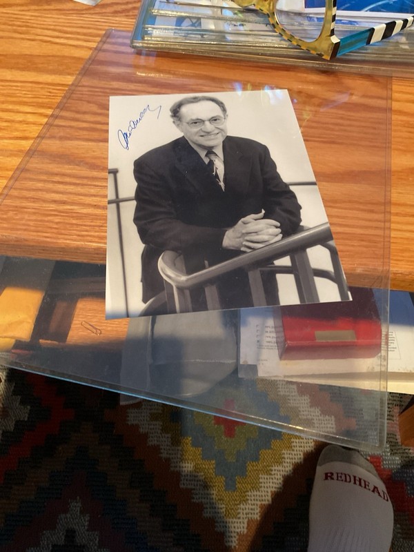 ALAN DERSHOWITZ SIGNED PHOTO, HARVARD, JEWISH, ISRAEL