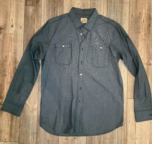 HOWE Mens Dress Shirt Button Up Long Sleeve Large Black Gray Work Western Punk - Picture 2 of 6