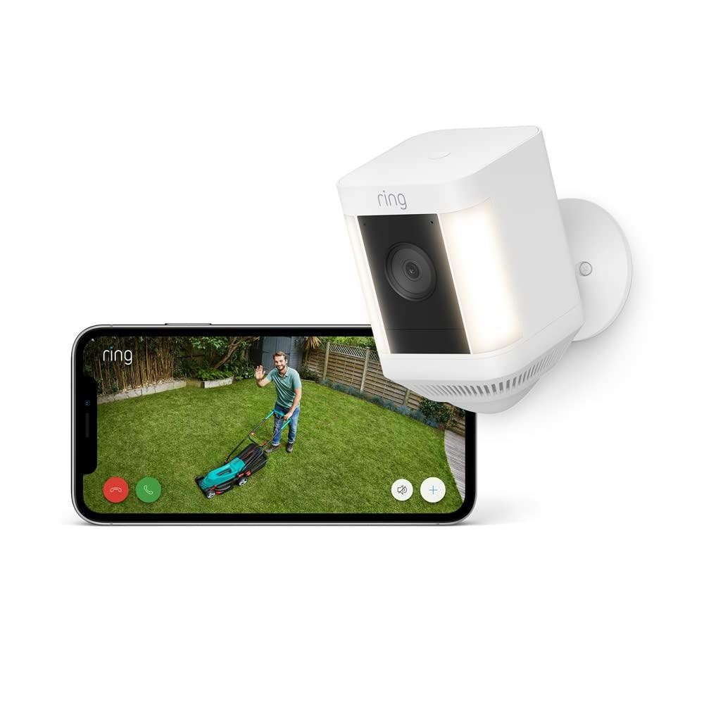 Ring Spotlight Plus Security Camera - HD Floodlight Cam - Battery - White