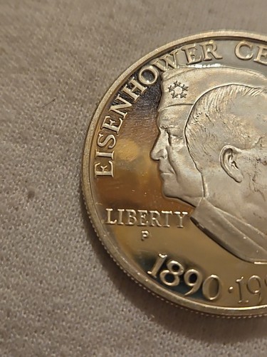 1990-P Eisenhower centennial silver dollar coin. - Picture 2 of 5