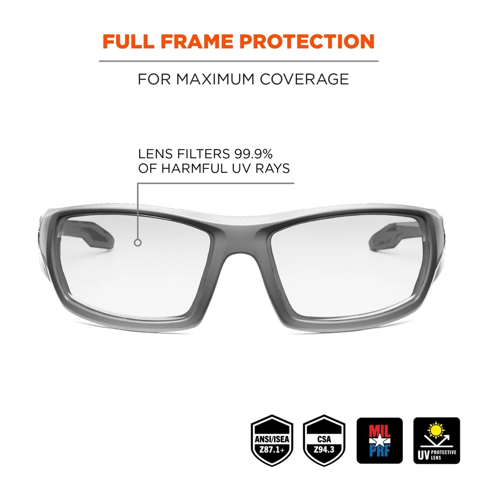 Gafas de seguridad Skullerz Odin - Marco gris mate, lente transparente Foto 2 de 4