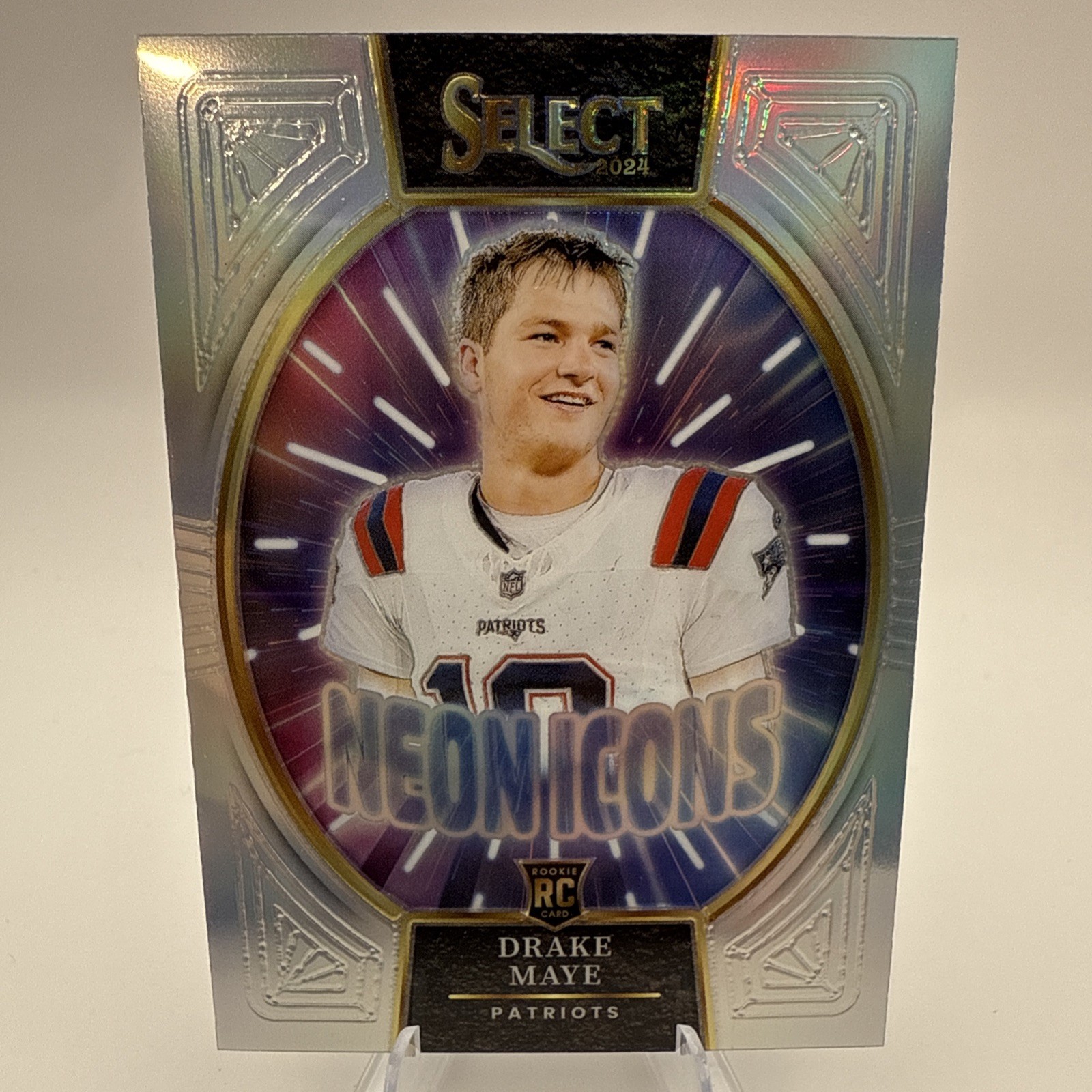2024 Panini Select - Neon Icons Drake Maye Patriots #15 Silver Prizm (RC)