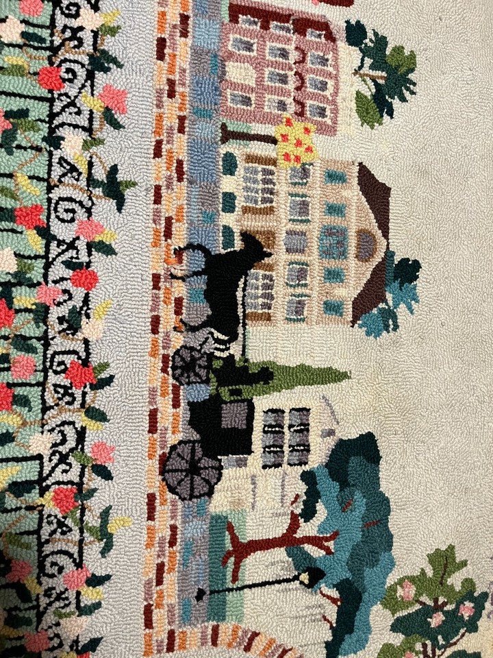 Vintage 1997 Claire Murray scenic pastel color Southern Charm rug with ...