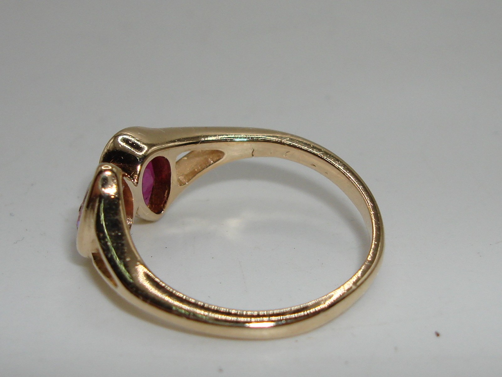 UNIQUE 14K SOLID GOLD APPROX. 2/3 CARAT RUBY & DI… - image 5