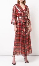 ALICE + OLIVIA Chap Metallic Sparkle Plaid Faux-Wrap Dress size 0 Show Stopper