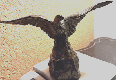 VTG Bronze Eagle Sculpture with Wings Up s11