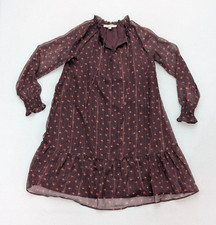LOFT Women's Dress Size S Maroon Floral Bohemian Shift Peasant Cottage Core
