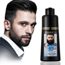Men's 3-in-1 Black Beard  Hair Dye Shampoo, Instant Grey Darkening Beard Col...