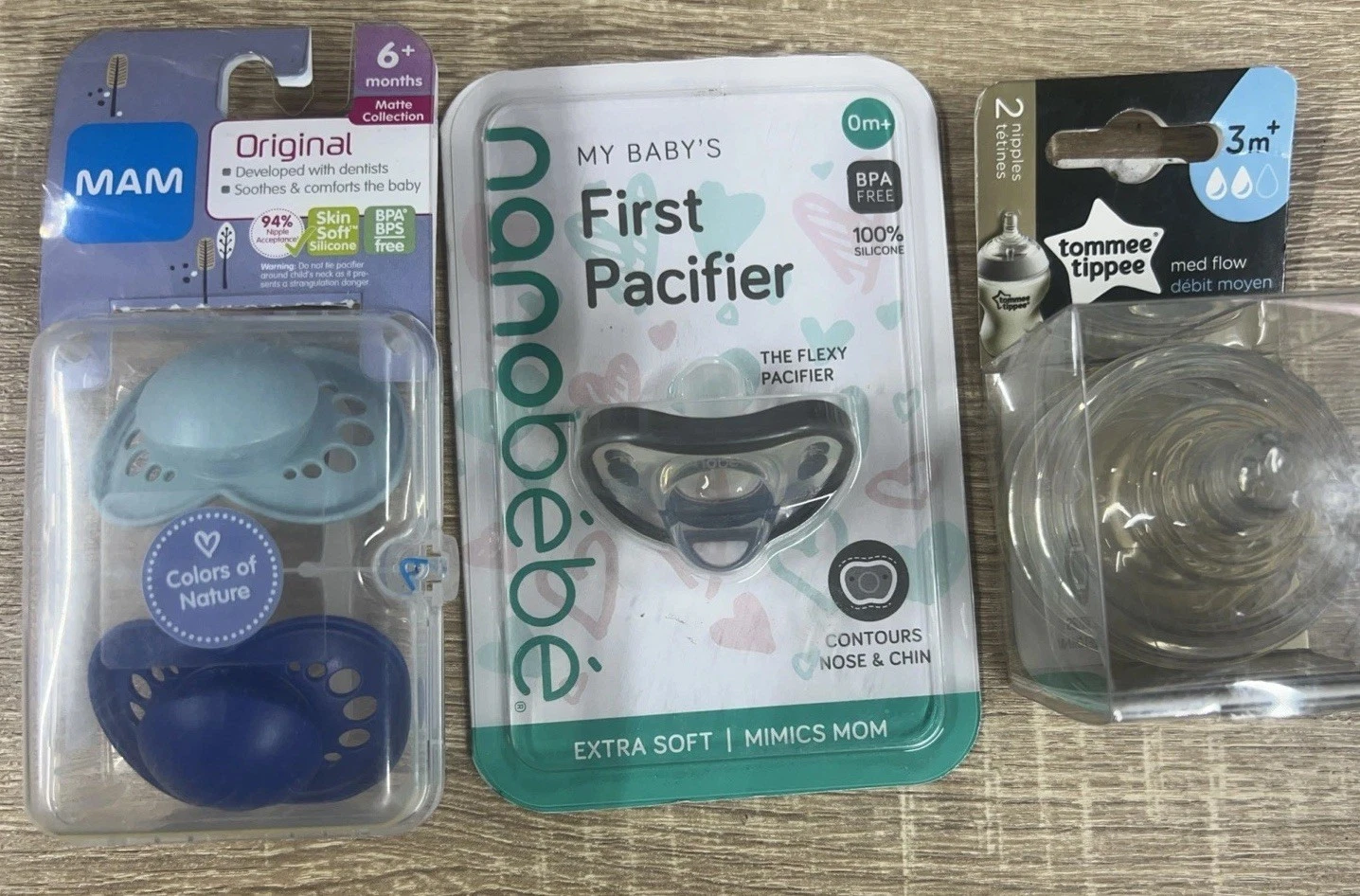 3 Things . Never opened Nanobebe Pacifer,mam, And Nippies,for Babys