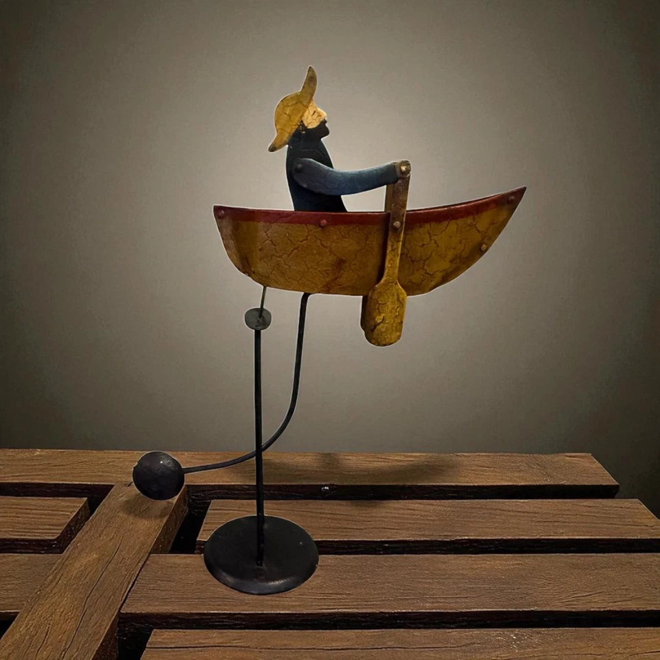 Modelos Auténticos De Colección Arte Popular Metal Equilibrio Juguete “Rowing Man” Reproducción Foto 2 de 4