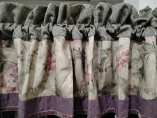 Croscill Purple Green Floral Damask 86 x 18 Lined Valances