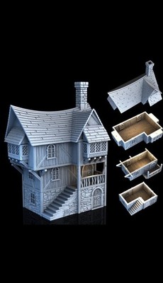 Tabletop Gelände Gebäude Großes Fachwerkhaus Unbemalt 28mm
