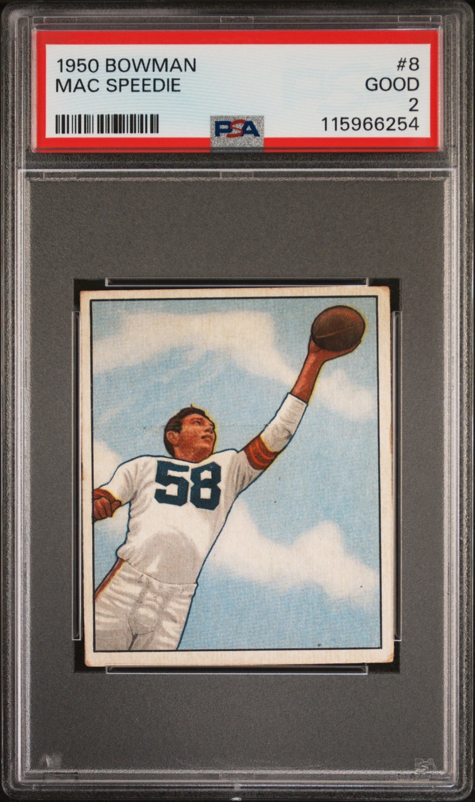 1950 BOWMAN FOOTBALL MAC SPEEDIE #8 PSA 2 GOOD CLEVELAND BROWNS POP 14 CENTERED