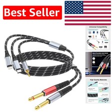Lightning to Dual 6.35mm Audio Y-Cable - 3.3FT Durable Braided Splitter