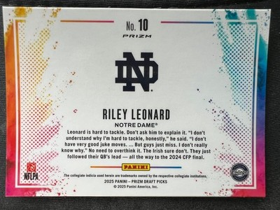 2025 Panini Prizm Draft Picks SP Color Blast Black Riley Leonard