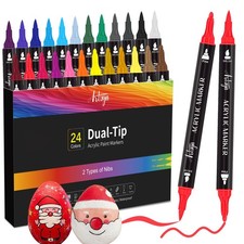 Artugn 24 Colors Acrylic Paint Pens, Dual Tip 1 Count Pack of 24 , 24