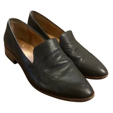 Women 9 Madewell The Francis Leather Loafers Flats H2419 Black Slip Ons