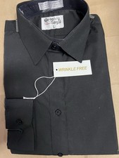 Henry Segal Men’s Large Black Long Sleeve Button-Up, Wrinkle Resistant