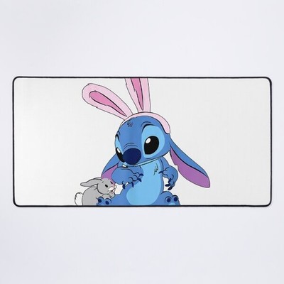 Disney Stitch With Easter Bunny Large Desk Mat, Idea Gift For Friends