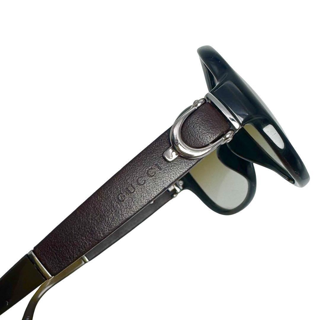 GUCCI GUCCI QDX03BQ54J Oval Sunglasses Dark Brown Resin Leather Combo MADE IN IT thumbnail 3