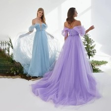 Sweetheart with Bead Off-Shoulder Evening Dress Back Floor Length Prom Gown