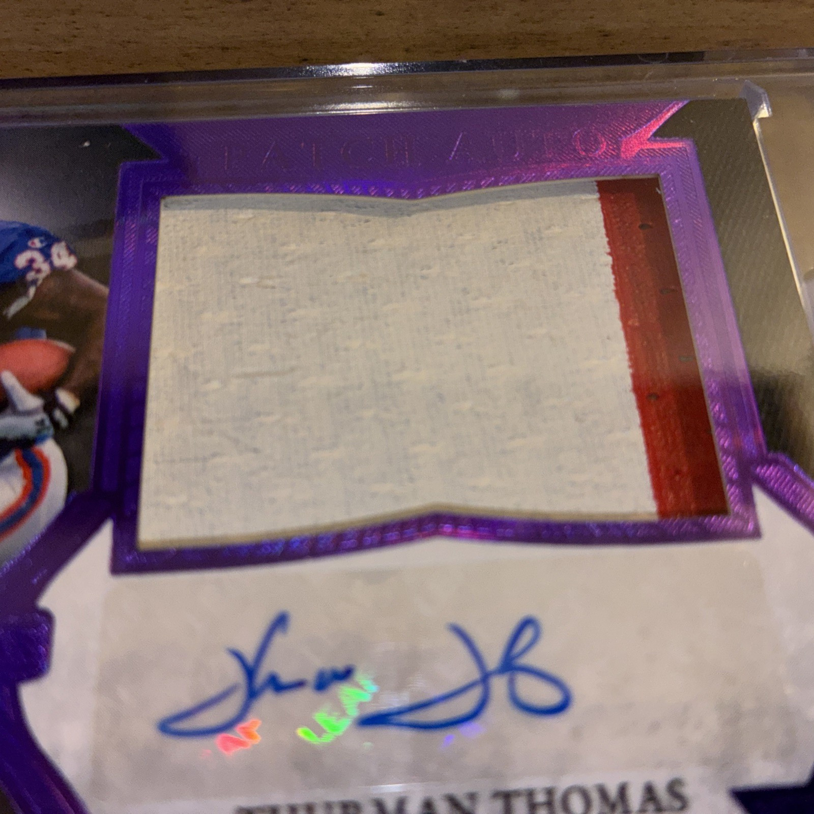Thurman Thomas 2/5 Leaf Spectacular Patch Auto Game Used HOF SP-TT1 Bills view 4