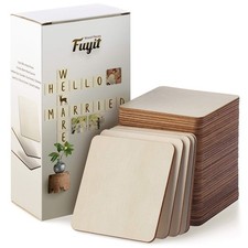 Fuyit Unfinished Wood Pieces, Blank Wooden Squares for Crafts