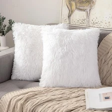 ANRODUO Pack of 2 White Throw Pillow Covers Luxury 18 x 18 (Pack 2), 