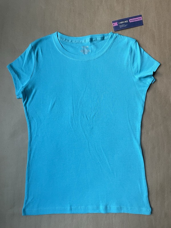 CHEROKEE Cotton Basic TEE Size: EXTRA LARGE / 14 - 16 New SHIP FREE Turquoise