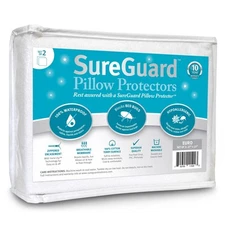 Waterproof Pillow Protectors Set of 2 Bed Bug Proof Hypoallergenic 100 Cotton