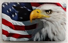 Billet Aluminum Trailer Hitch Cover, Eagle American Flag, 3x5, UV, Made In USA