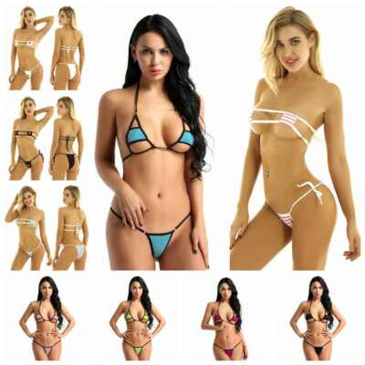 Women Lingerie Swimwear Micro Bikini G-String Thong Sexy Beach Swimsuit Bra  Set | eBay