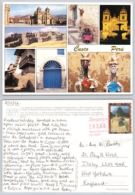 x001090 Cusco Peru Postkarte 2004 Geldautomat Meter + Stempel