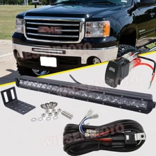 Fit GMC Sierra 1500/2500/3500HD 20'' Slim LED Light Bar Bumper Mount Kits+Switch